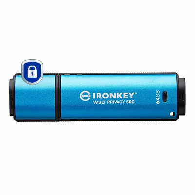 Kingston 64GB USB-C IRONKEY VAULT P 50C/AES-256 ENCRYPTED FIPS 197 — pendrive USB