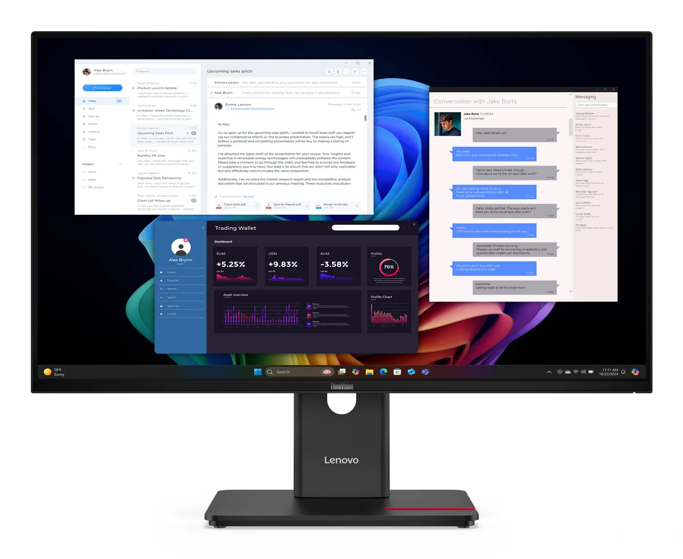 Lenovo Monitor ThinkVision T27ud-40 27 IPS 4K AG 350cd 1500:1 60Hz MC60 Camera Dock Tilt Swivel Lift Pivot — monitor LCD 27" 4K UHD