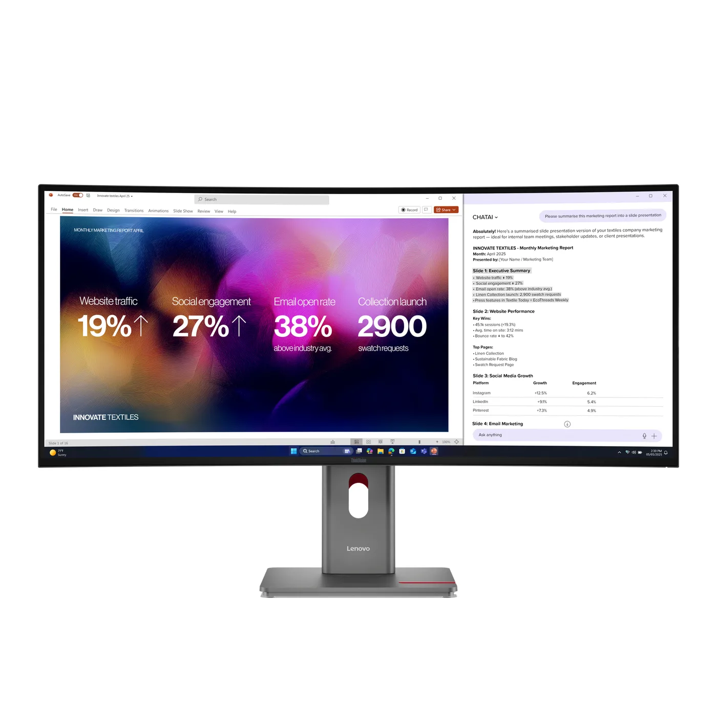 Lenovo Monitor ThinkVision P40WD-40 40 IPS 5K WUHD AG Curved 4ms 1000:1 120Hz Dock Daisy MC60 Camera Speakers Tilt Swivel Lift 1mTB
