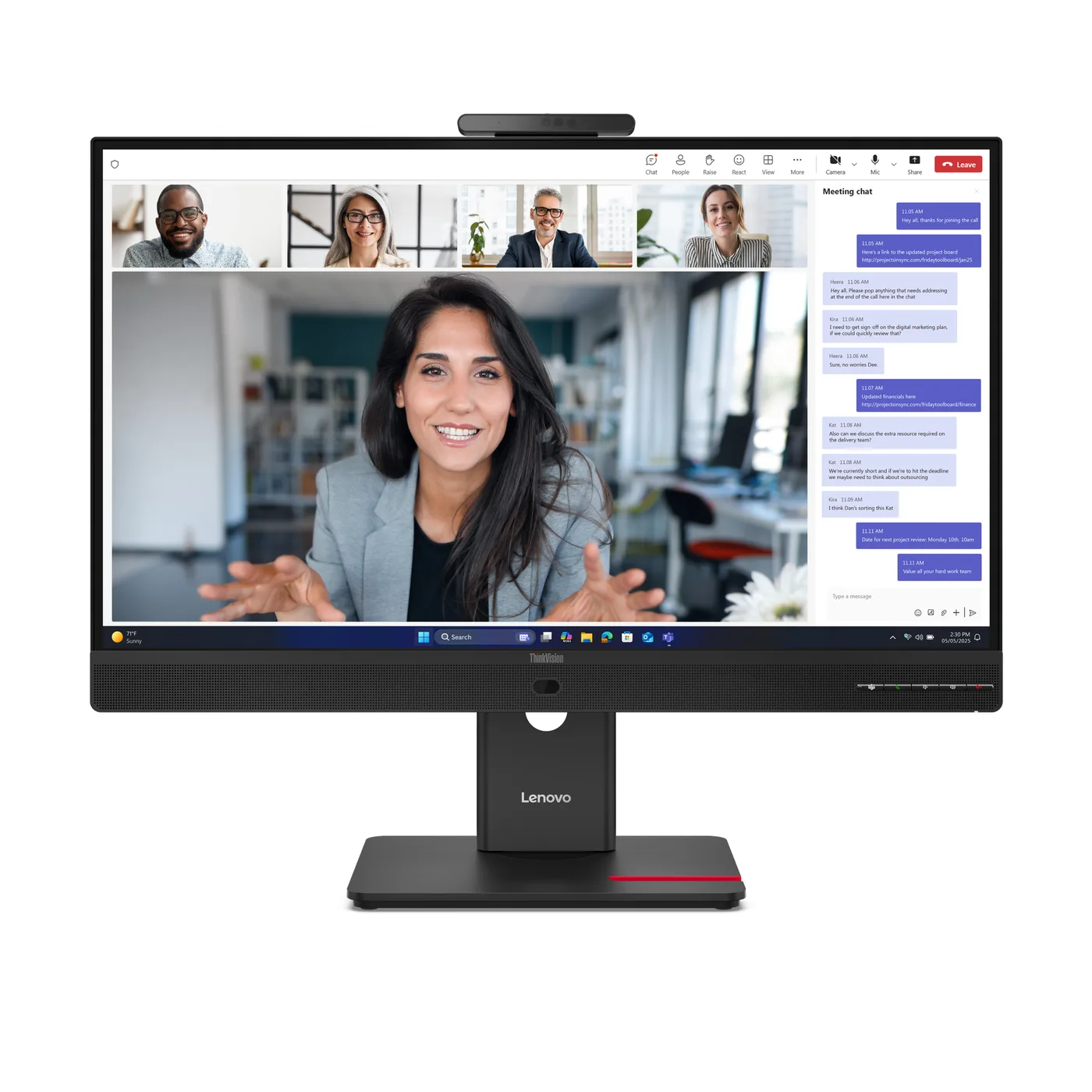 Lenovo Monitor ThinkVision T24-4v 24 IPS FHD AG 4ms 250cd 1500:1 120Hz HUB Camera Speakers Mic Tilt Swivel Lift Pivot — monitor LCD 23,8" Full HD