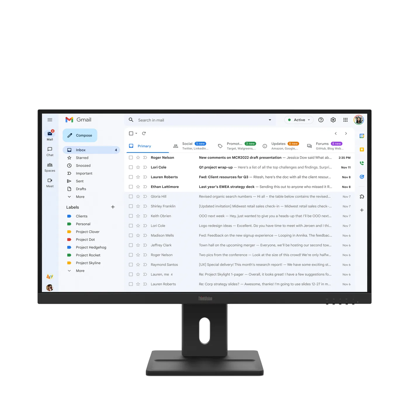 Lenovo Monitor ThinkVision E27-40 27 IPS FHD 4ms 300cd 1500:1 100Hz Speakers Tilt Swivel Lift Pivot — monitor LCD 27" Full HD