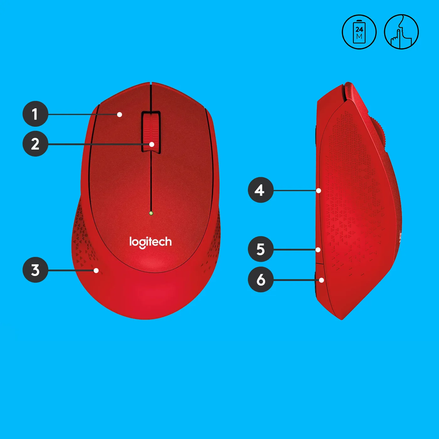 Logitech M330 SILENT PLUS IN-HOUSE/EMS/EMEA RED RETAIL 2.4GHZ EXCL — mysz