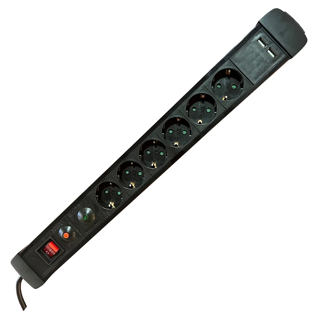 Mcab SOCKET STRIP 6S PVC 1.5M 2U BK/SURGE AND OVERLOAD PROTECTION — listwa przeciwprzepięciowa