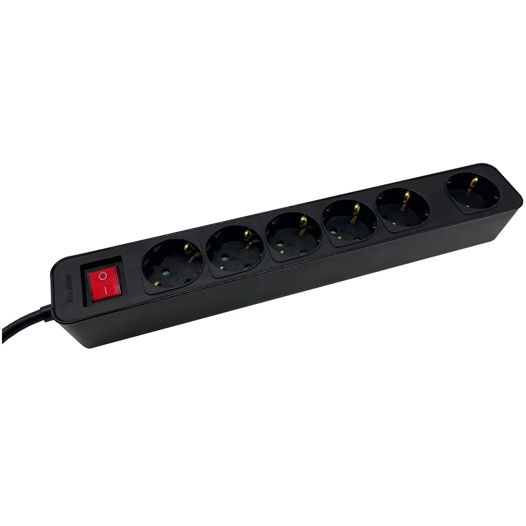 Mcab SOCKET STRIP 6S PVC 3M BK ECO/16A/3680W — listwa przeciwprzepięciowa