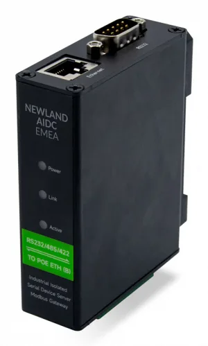 Newland NLS-EX-232-01 Remora Serial Port to Ethernet module with POE. Compatible with all RS232 versions of HR, FM, FR and NVH products — hub USB