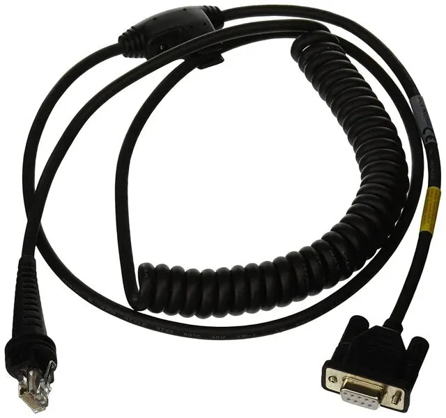 Honeywell Industrial Cable: RS232 (5V signals), black, DB9 Female, 3m (9.8´), coiled, 5V external power with option power on pin 9, with ferrite