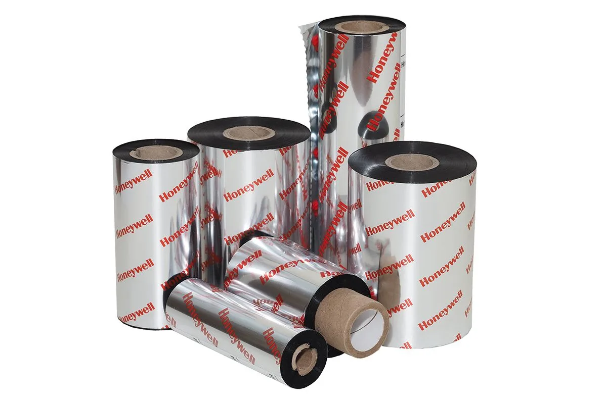 Honeywell TMX1301 wax ribbon, Core 25,4, Width 110 mm x Length 300 meters, 10 rolls per box, ink coating out. Ideal for Uncoated papers