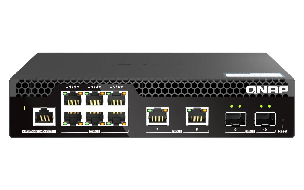 Qnap Systems 6 P 2.5GBPS 2 P 10GBE SFP+/2X 10GBE RJ45 WEBMANAGED SWITCH — przełącznik LAN niezarządzalny 2 portów