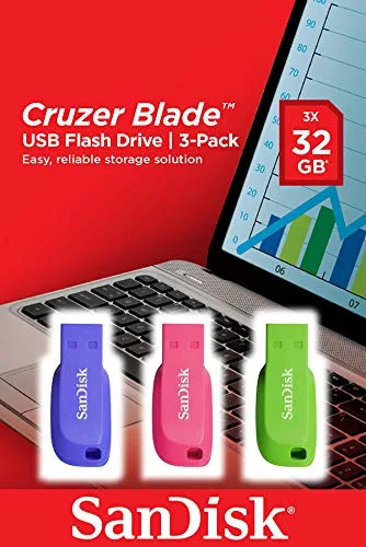 SANDISK CRUZER BLADE USB/FLASH DRIVE 3-PACK - 32GB — pendrive USB