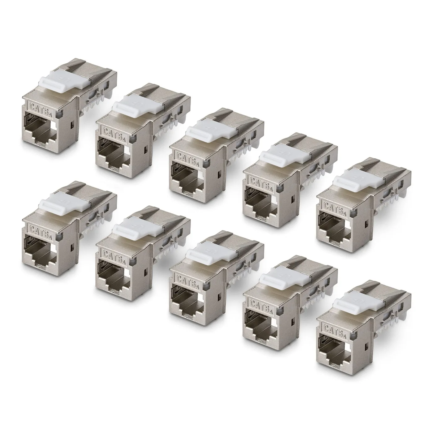 StarTech CAT6A KEYSTONE JACK 10-PACK/10-PACK90-DEGREE/TOOLLESS/SHIELD