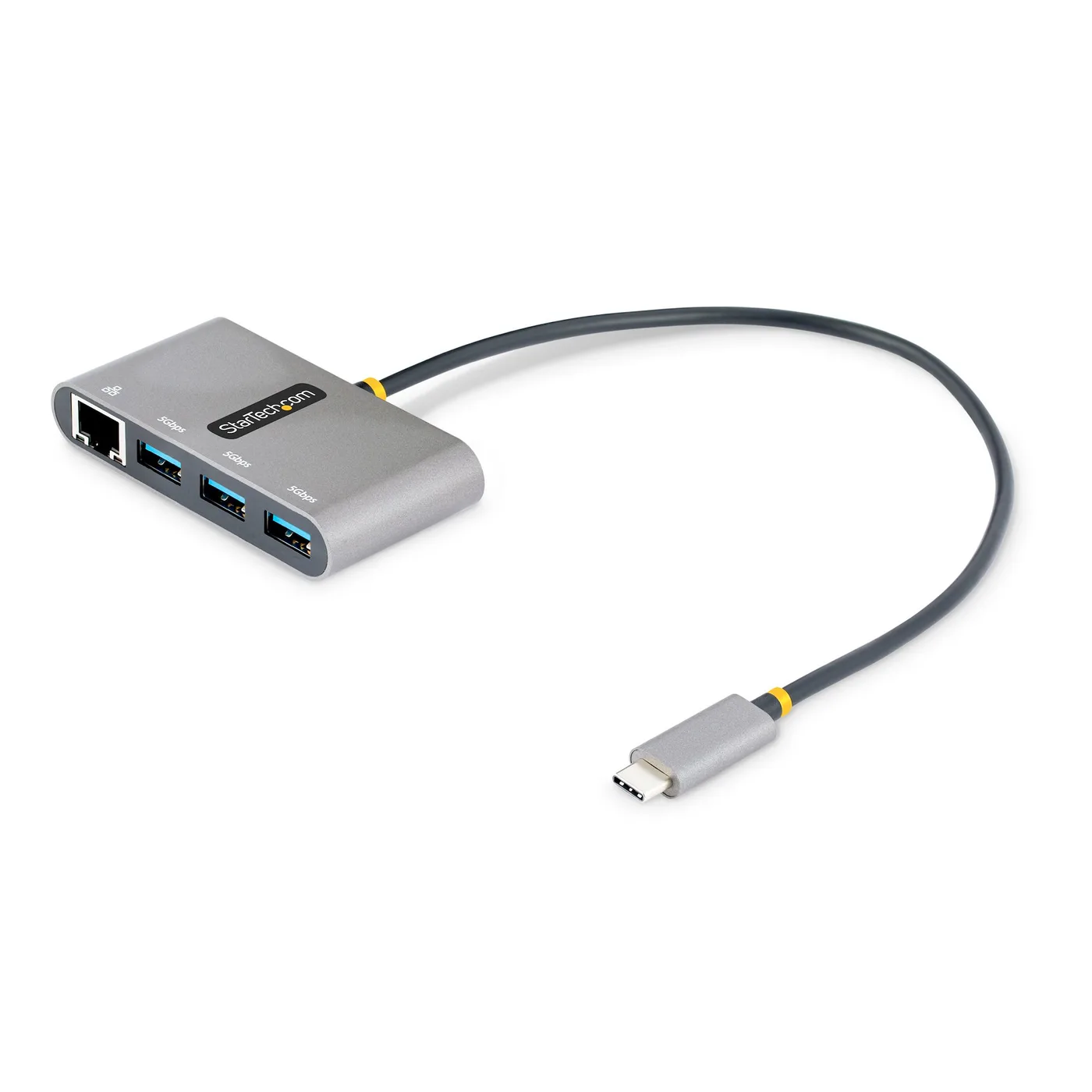 StarTech 3-PORT USB-C HUB WITH GIGABIT/ETHERNET PORTABLE LAPTOP HUB — hub USB