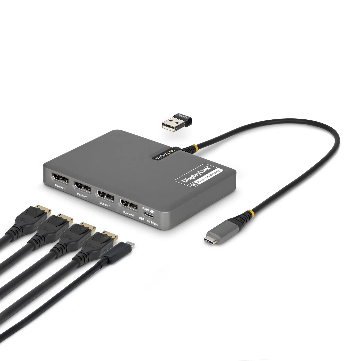 StarTech USB-C TO QUAD DP ADAPTER/ADAPTER 4K 60HZ DISPLAYPORT PD — kabel USB