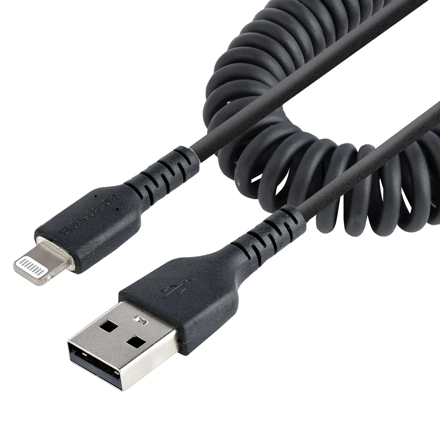 StarTech USB TO LIGHTNING CABLE - 50CM/(20IN) COILED CABLE BLACK — kabel USB