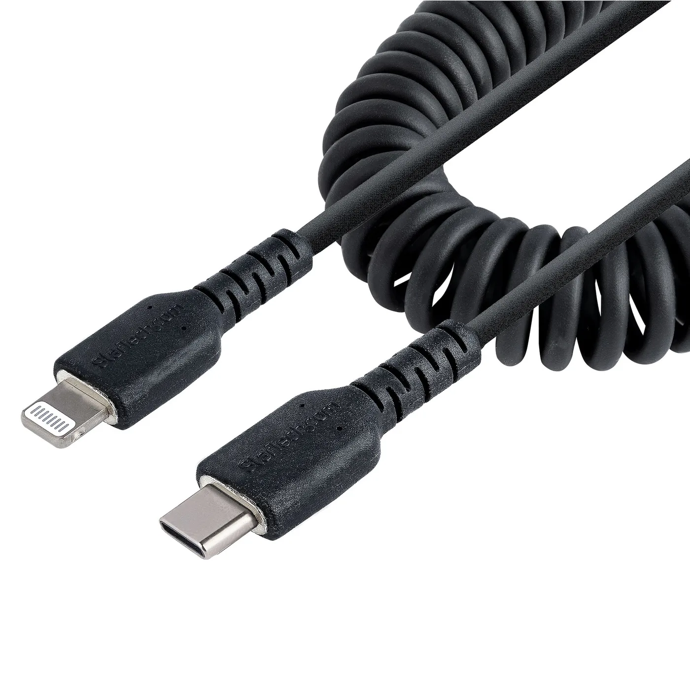 StarTech USB C TO LIGHTNING CABLE - 1M/(3.3FT) COILED CABLE BLACK — kabel USB