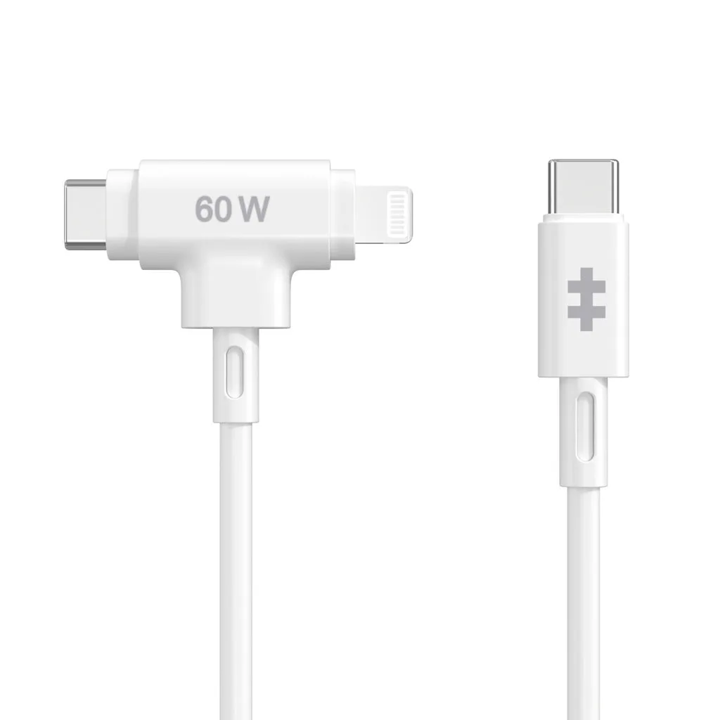 Targus HYPERJUICE SILICONE USB-C TO US/AND LIGHTNING HYBRID 60W CABLE — kabel USB