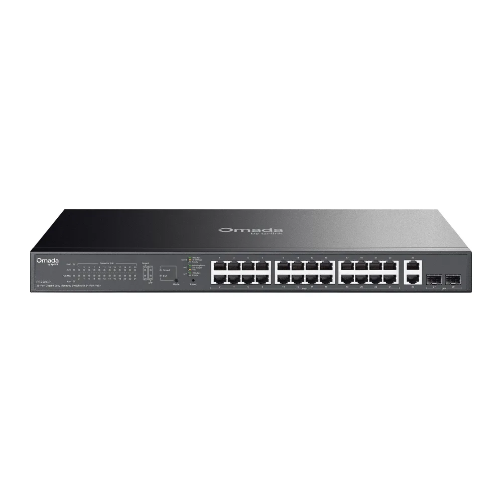 TP-Link 28-PORT 1G EASY MANAGED SWITCH/24X POE+ 2X SFP 250W POE POWER — przełącznik LAN zarządzalny 26 portów