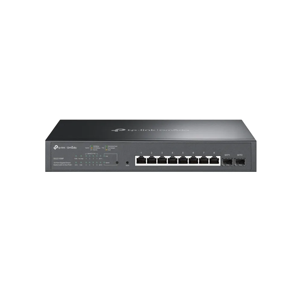 TP-Link 10-PORT GIGAB SMART SWITCH POE+/2 GIGABIT SFP SLOTS — przełącznik LAN zarządzalny 8 portów