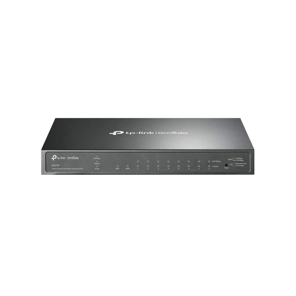 TP-Link 8-PORT GIGABIT POE SMART SWITCH/8 GIGABIT 2 SFP 58W POE POWER — przełącznik LAN zarządzalny 8 portów