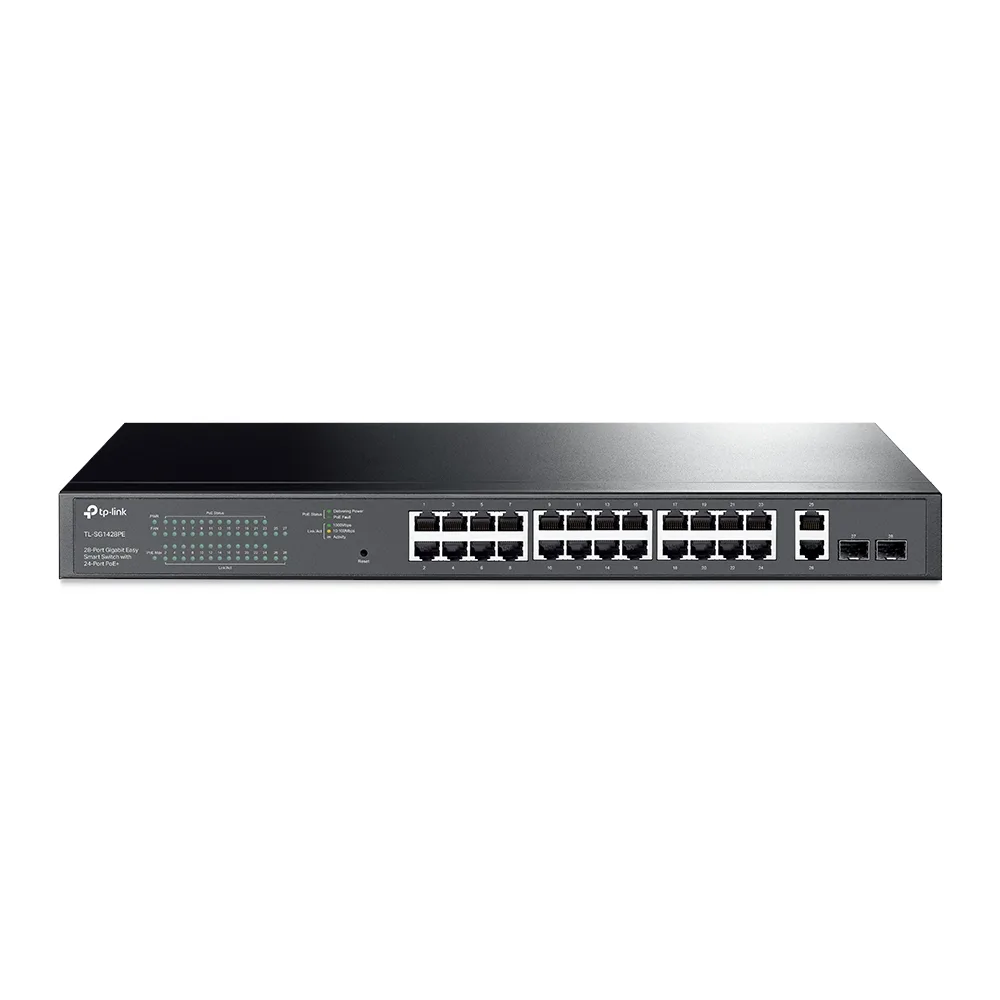 TP-Link 28-PORT EASY SMART POE SWITCH/WITH 24-PORT POE+ — przełącznik LAN zarządzalny 26 portów