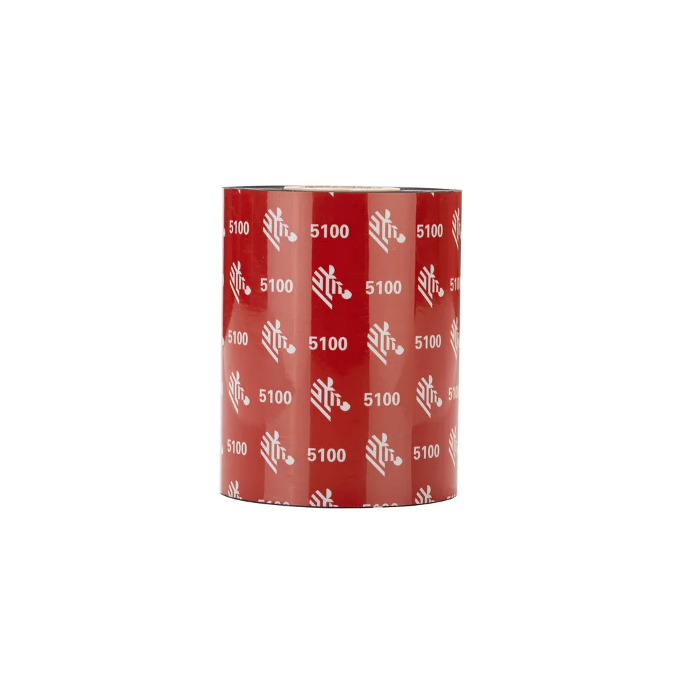 Zebra Resin Ribbon, 110mmx450m (4.33inx1476ft), 5100; Premium, 25mm (1in) core, 6/box — materiał do drukarek etykiet