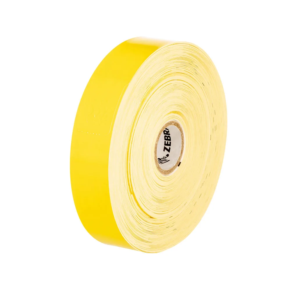 Zebra Wristband, Polypropylene, 1x10in (25.4x254mm); Direct thermal, Z-Band Fun, Adhesive closure, 1in (25.4mm) core, 350/roll, 4/box, Yellow