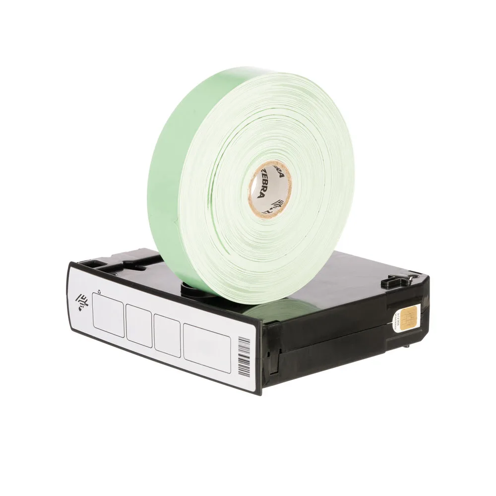Zebra Wristband, Polypropylene, 1x10in (25.4x254mm); Direct thermal, Z-Band Fun, Adhesive closure, Cartridge, 350/roll, 6/box, Green