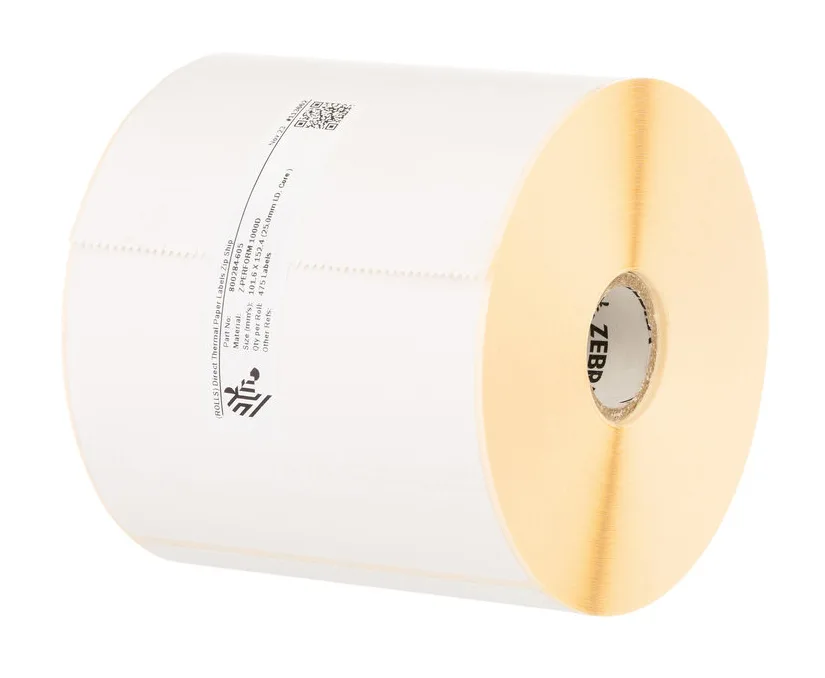 Zebra LABEL, PAPER, 55X38MM; DIRECT THERMAL, Z-PERFORM 1000D, UNCOATED, PERMANENT ADHESIVE, 19MM CORE — materiał do drukarek etykiet