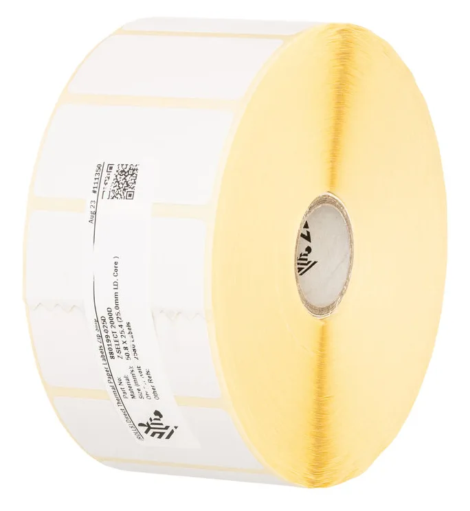 Zebra Label, Paper, 102x38mm; Direct Thermal, Z-Select 2000D, Coated, Permanent Adhesive, 76mm Core, Perforation — materiał do drukarek etykiet