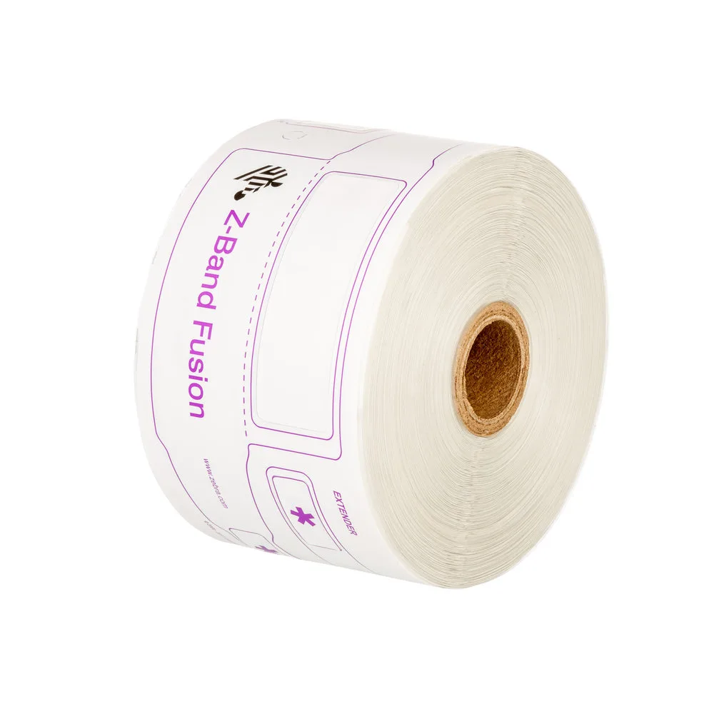 Zebra Wristband, PolyPro/PET, 3 x 11in (76x279mm); DT, Z-Band Fusion, Adhesive Closure, Adult w/ Label, 200/roll, 5 rolls/case, 5OD