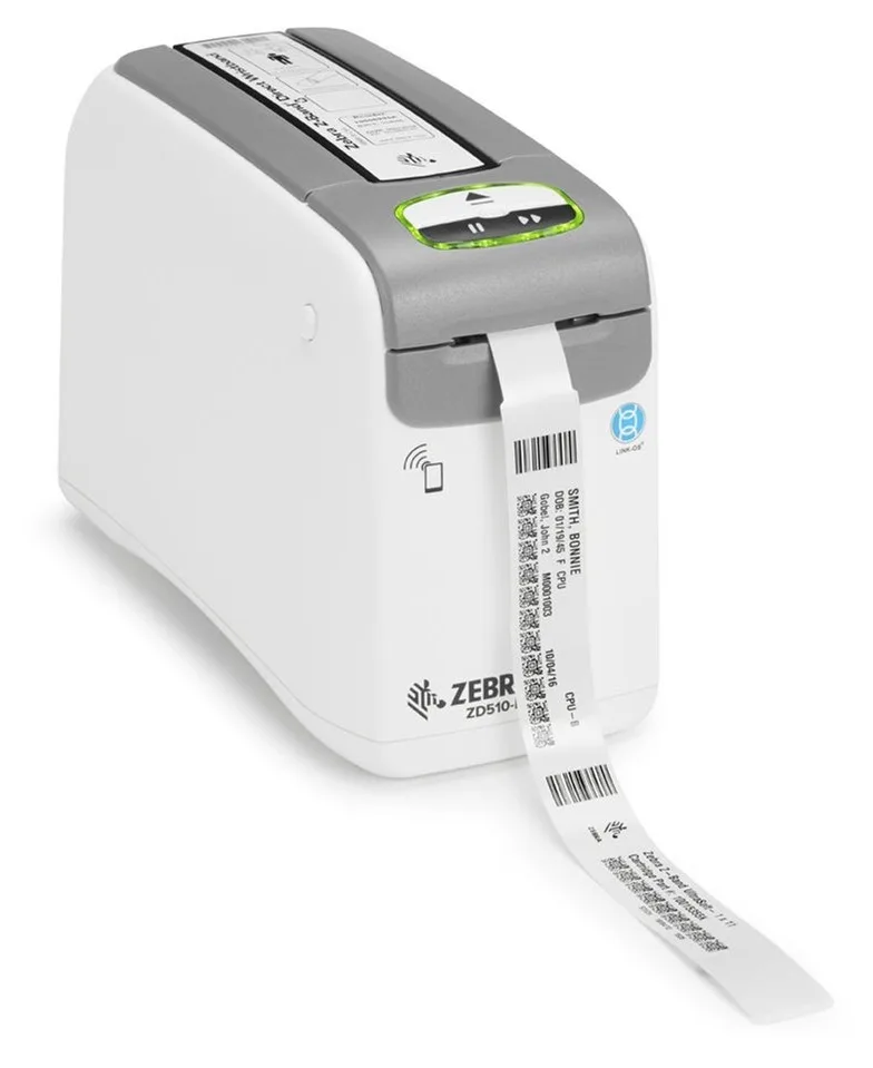 Zebra DT Printer ZD510 Wristband; ZPL II, XML, 300 dpi, EU and UK Cords, USB, USB Host, Ethernet only — drukarka etykiet