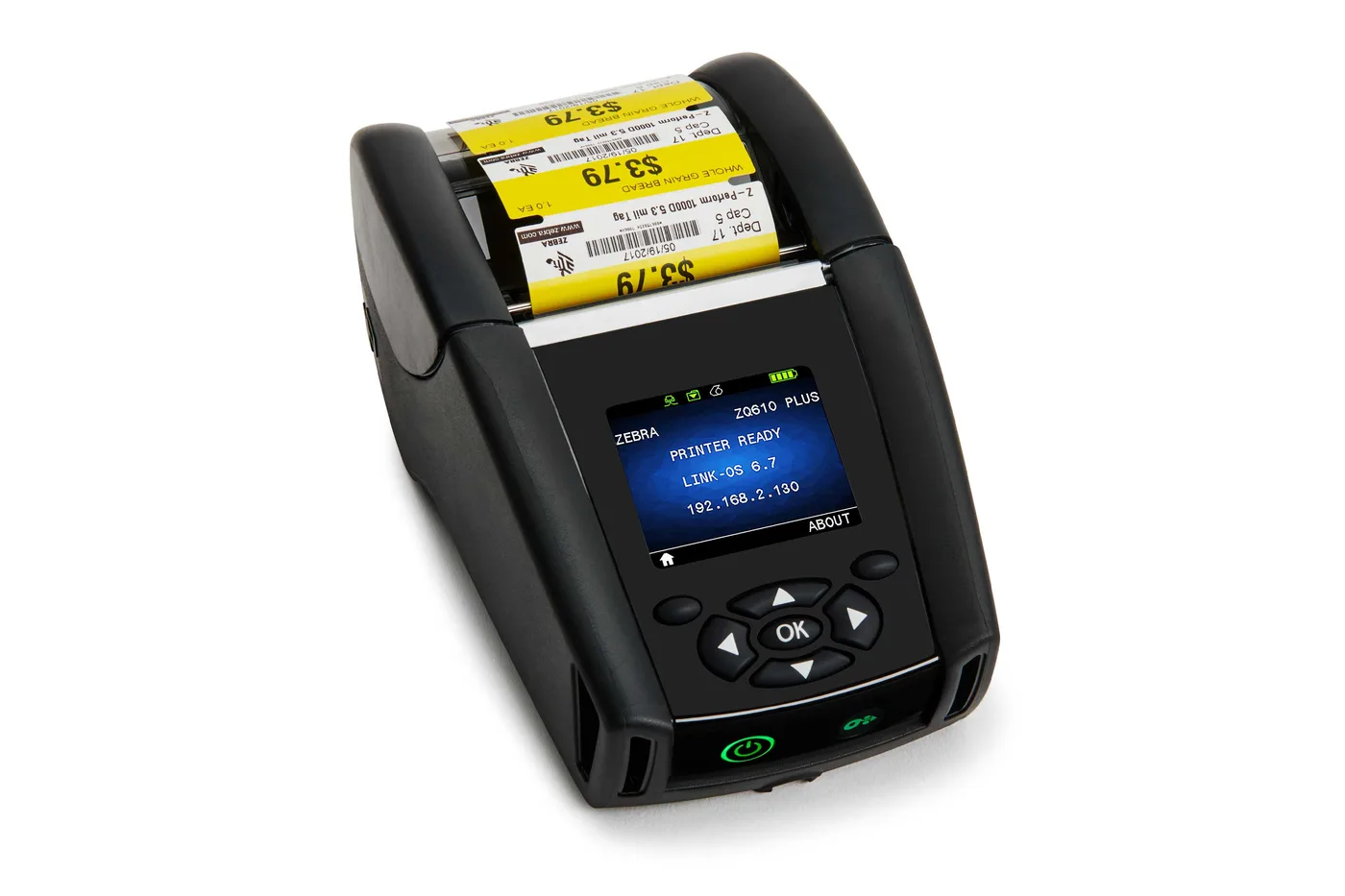 Zebra DT Printer ZQ610 Plus 2/48mm; English/Latin fonts, Wi-Fi 6 Dual Radio(802.11AX / BT5.x),Linered platen,0.75 core,Shoulder strap,Belt clip